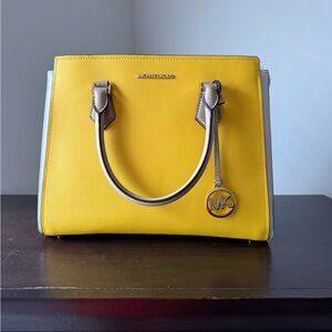Michael Kors Bright Yellow and White Satchel